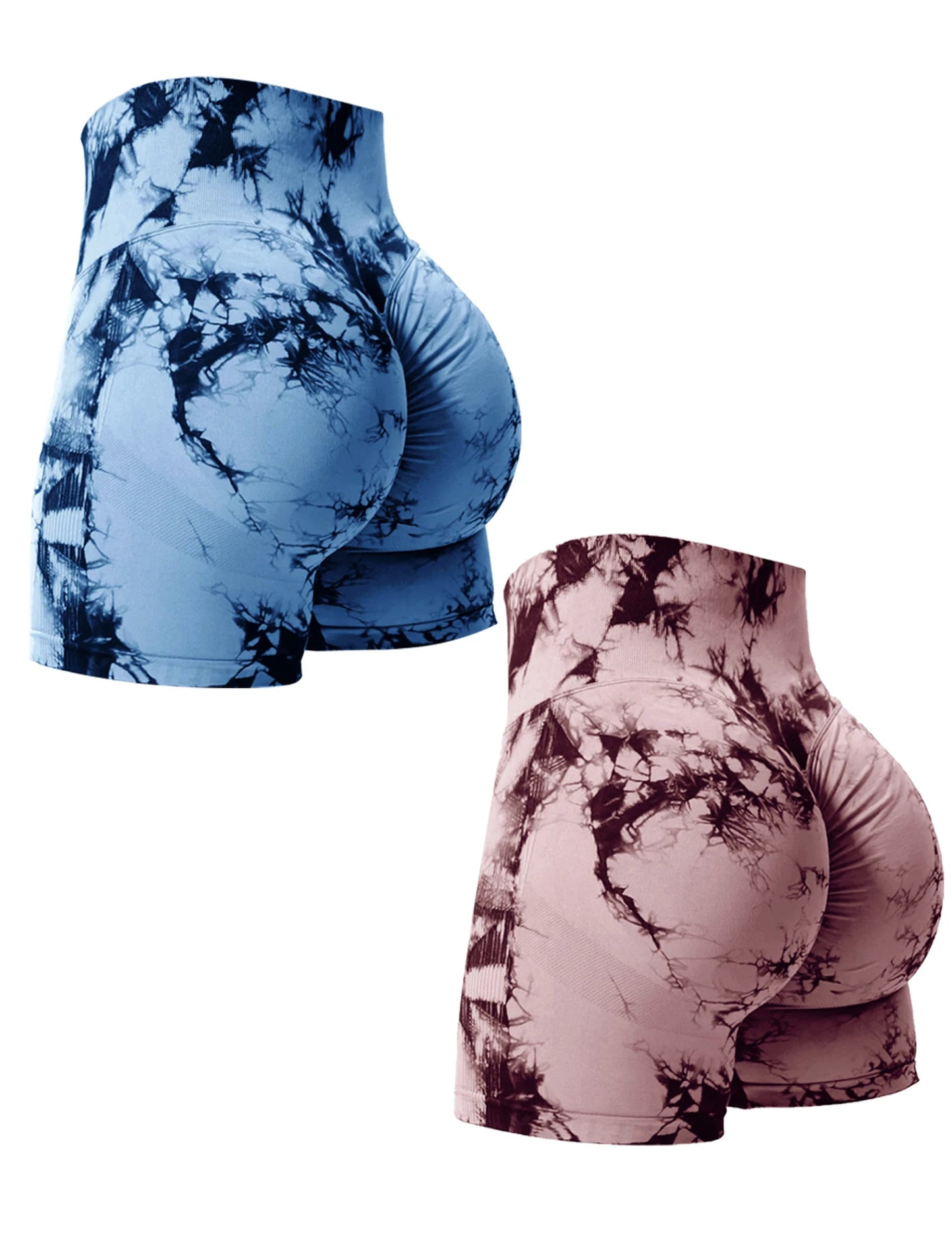 2PCS Tie Dye Butt Lifting Sexy Gym Shorts