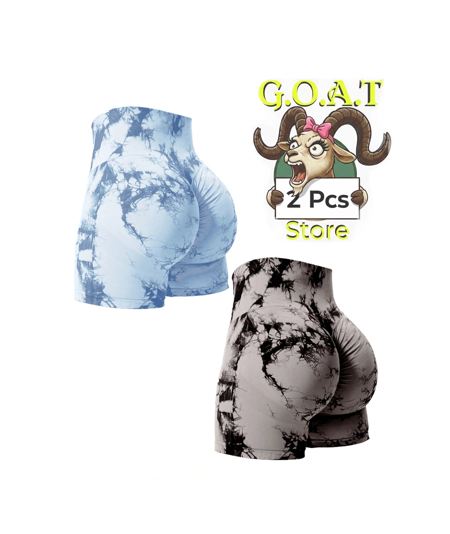 2PCS Tie Dye Butt Lifting Sexy Gym Shorts