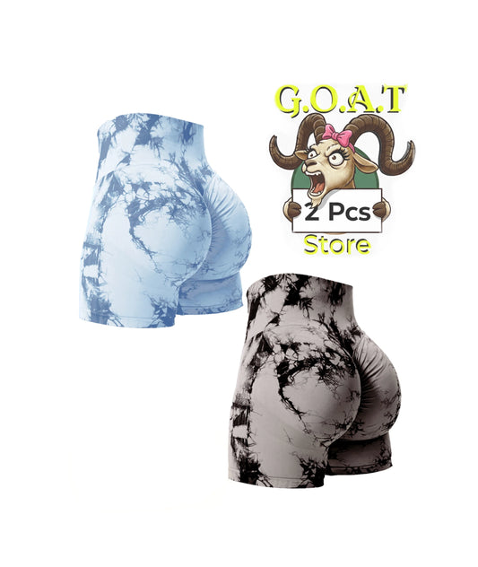 2PCS Tie Dye Butt Lifting Sexy Gym Shorts