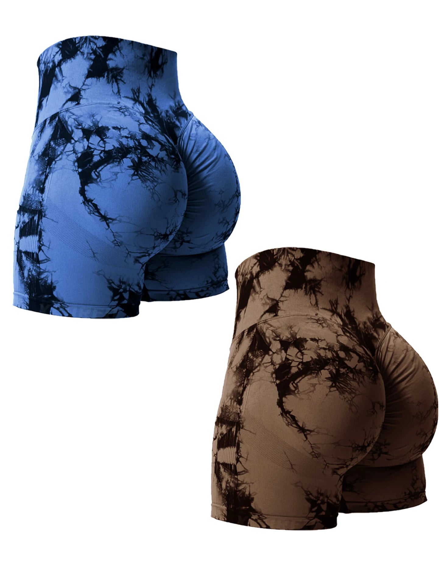 2PCS Tie Dye Butt Lifting Sexy Gym Shorts