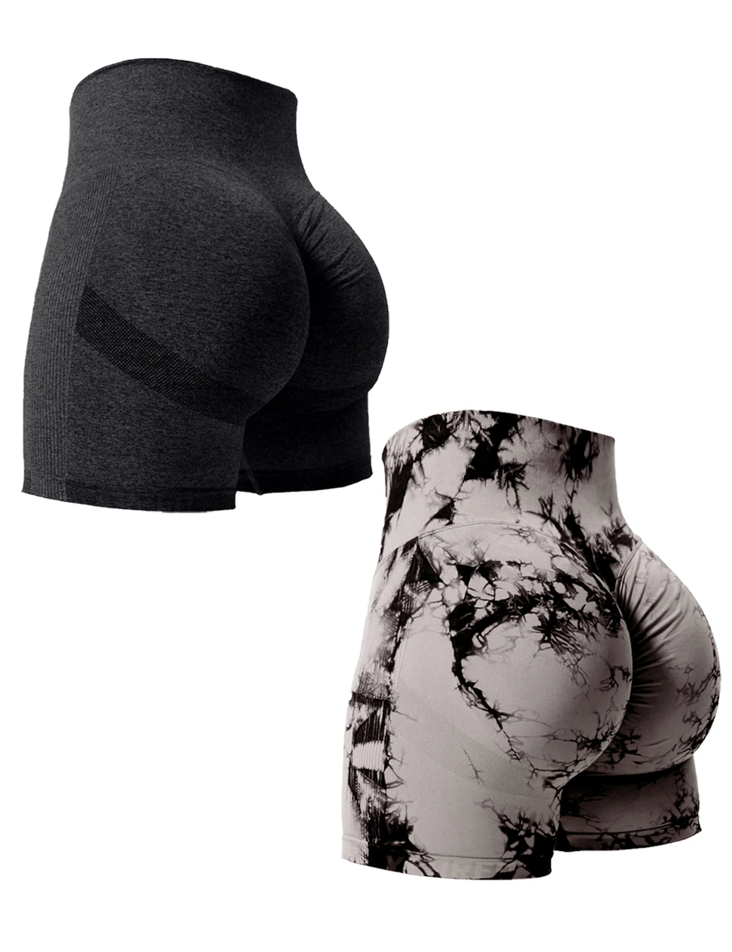 2PCS Tie Dye Butt Lifting Sexy Gym Shorts