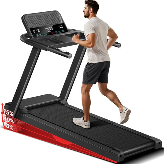 Folding Treadmill Filpped With Screen and Heart Rate Sensor