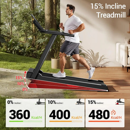 Folding Treadmill Filpped With Screen and Heart Rate Sensor