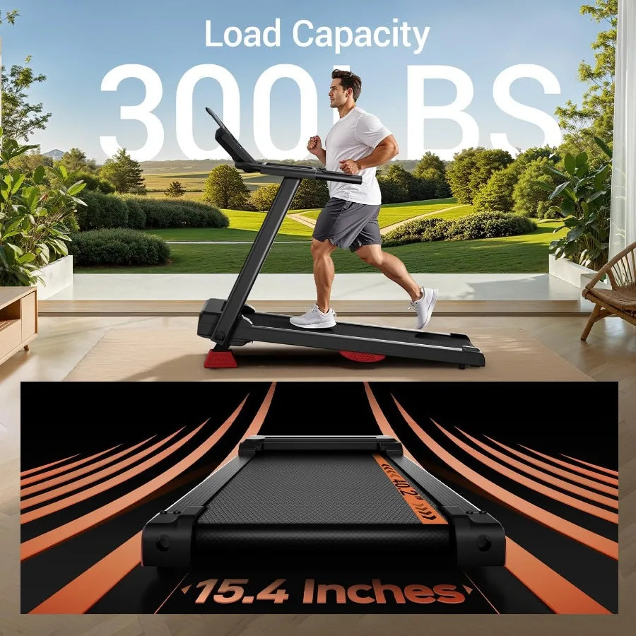 Folding Treadmill Filpped With Screen and Heart Rate Sensor