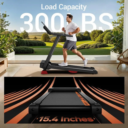 Folding Treadmill Filpped With Screen and Heart Rate Sensor
