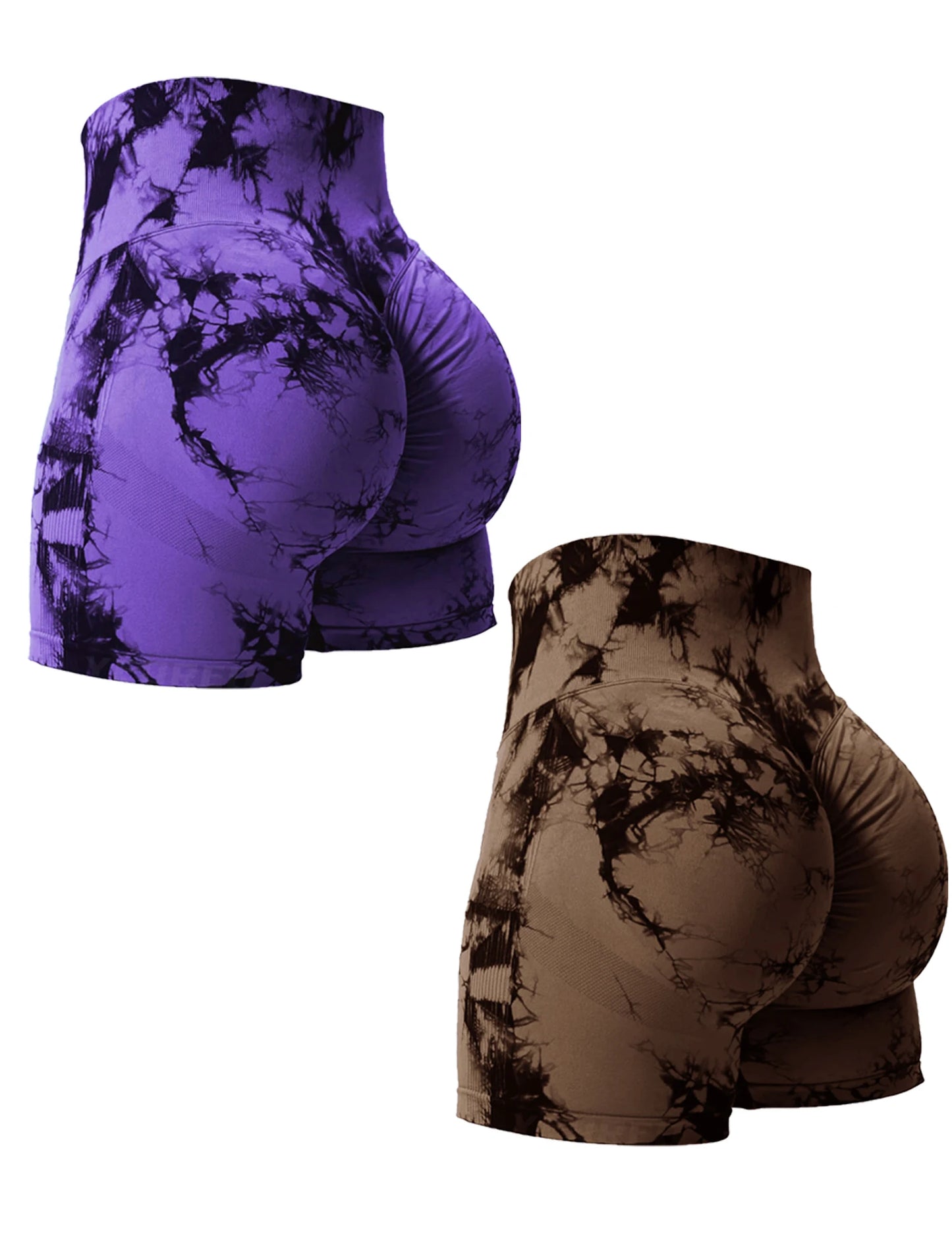 2PCS Tie Dye Butt Lifting Sexy Gym Shorts