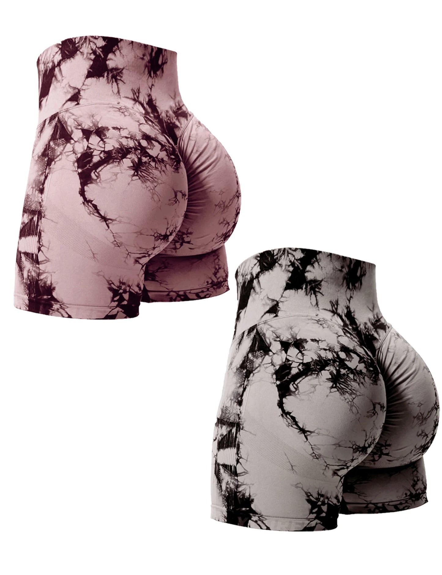 2PCS Tie Dye Butt Lifting Sexy Gym Shorts